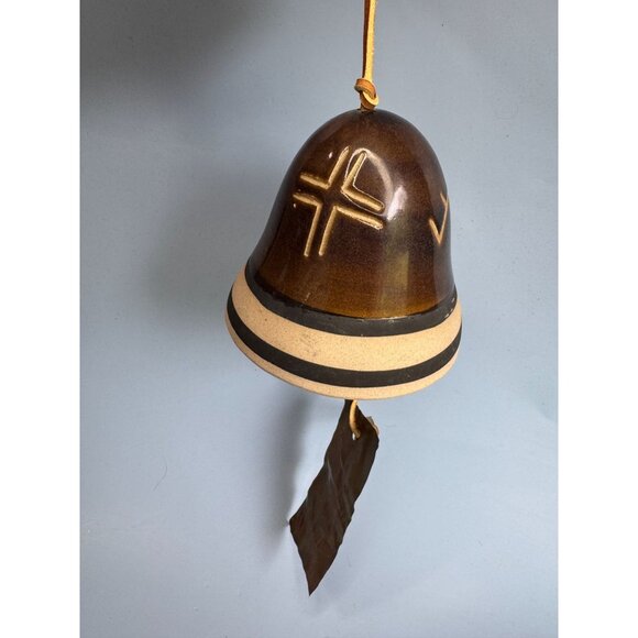 Native American Southwestern Pottery Bell With Leather Cord & Metal Clapper - Picture 6 of 9